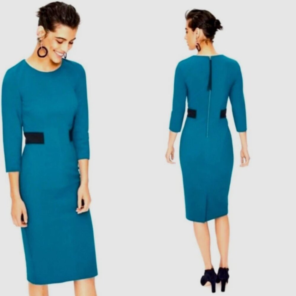 Boden London Laura Ottoman Dress in Drummer Blue ~ British Chic